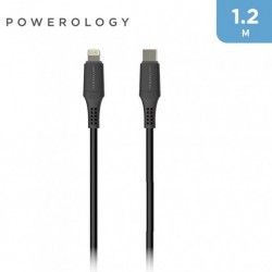  Powerology PVC Type-C to Lightning Cable - 1.2m/4ft - Black 
