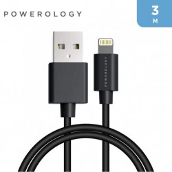 Powerology Data & Fast Charge Lightning Cable (3m/9.8ft) - Black | P3BLBK