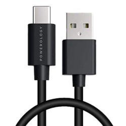  Powerology PVC USB-A to Type-C Data And Fast Charge Cable - 1.2m/4ft - Black