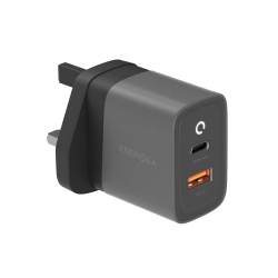 Energea AmpCharge PD30+ USB-C + USB-A PD 30W Wall Charger - Gunmetal