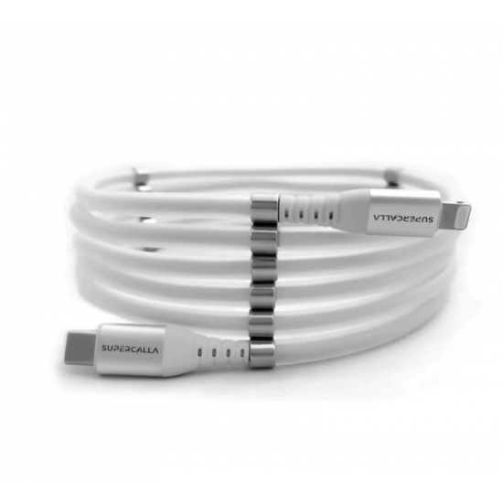 SuperCalla Magnetic USB-C to Lightning Cable 1M (White)