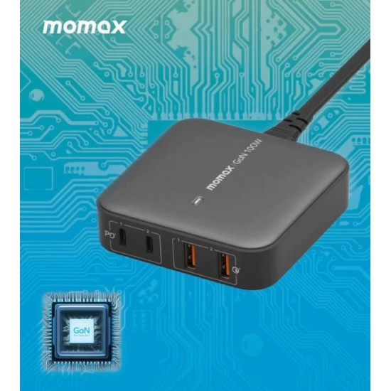 Momax OnePlug 100W 4-Port Desktop Charger - Grey