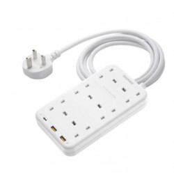 Momax - OnePlug 6-Outlet Power Strip With USB Power Strip - White