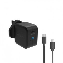 Powerology Ultra Compact 61W Fast Wall Charger With USB C Cable (Black)