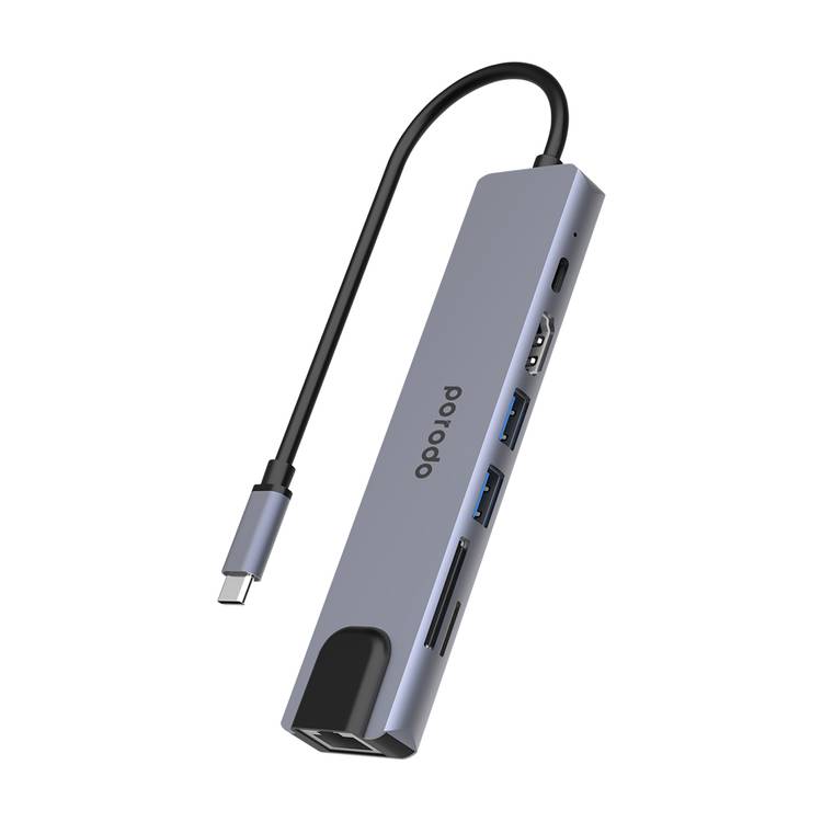 Powerology 6-in-1 Slim 4K HDMI USB-C Hub
