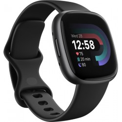 Fitbit Versa 4 Fitness Aluminum Wristband with Heart Rate Tracker - Black / Graphite Aluminum