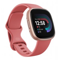 Fitbit Versa 4 Fitness Aluminum Wristband with Heart Rate Tracker - Pink Sand / Copper Rose Aluminum