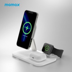 MOMAX UD26W Q.Mag Pro 3 Magnetic 3 in 1 Wireless Desktop Charger(White)