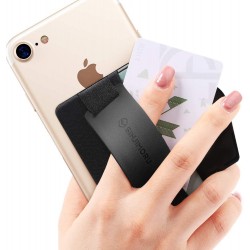 Sinjimoru Sinji Pouch B-Grip Phone Grip Card Holder with Phone Stand-Black
