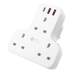 BAZIC GOPORT TRIO, EXTENSION WALL CHARGER WITH BUILT-IN USB OUTPUT - WHITE 