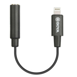BOYA 3.5mm Female TRRS to Male Lightning Adapter Cable (6cm) - Black