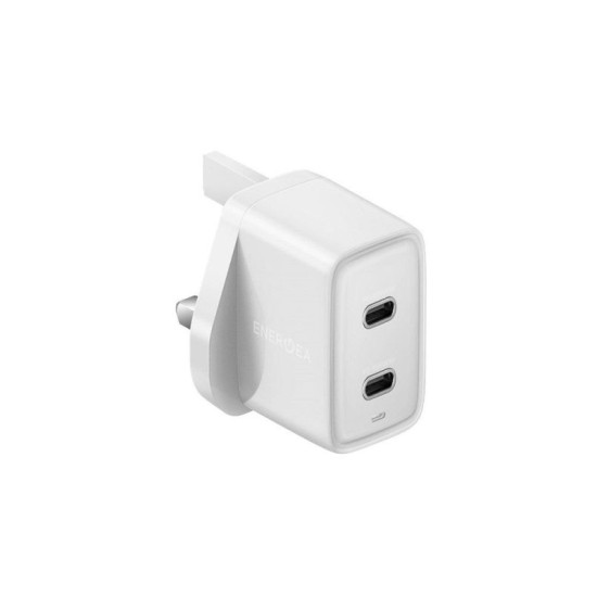 Energea Ampcharge Dual Port Usb-C Gan 40W Wall Charger - White