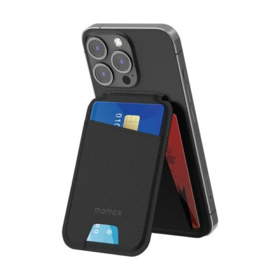 Momax Wallet Magnetic Card Holder With Stand (Black)