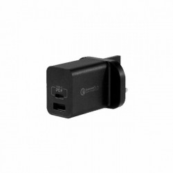 Momax One Plug 2 Ports PD + QC 3.0 USB Fast Charger - Black