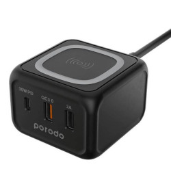 Porodo Desktop Charger Fast-Wireless Charging - Black