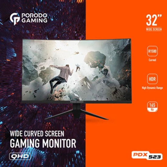 Porodo Gaming Monitor Wide-Curved QHD Monitor 32 - Black