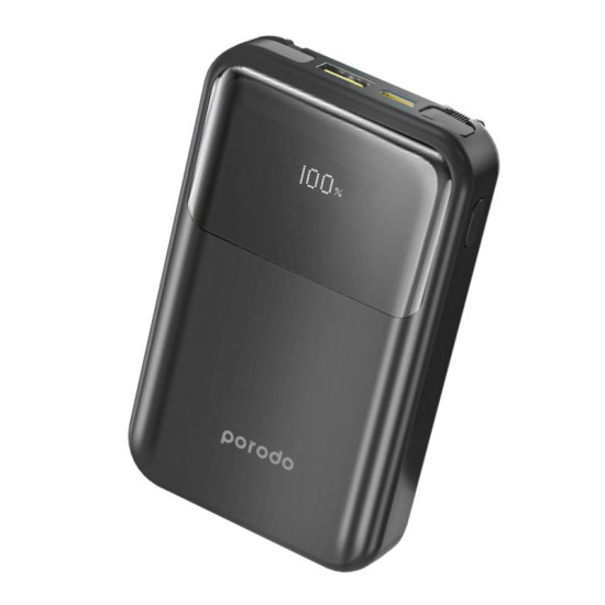 Porodo 10000Mah Power Bank Built-In Removable Cables Quick Charge & Compact