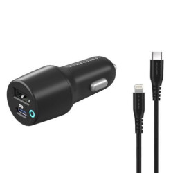 Powerology 47W Ultra-Quick Car Charger Dual Output - Black