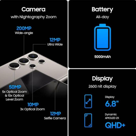 Samsung Galaxy S24 Ultra Phone, 6.8-inch, 12GB RAM, 256GB – Titanium Yellow