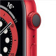 ساعة أبل الجيل السادس الذكية شريحة إطارألمنيوم حجم 44 ملم حزام رياضي – أحمر