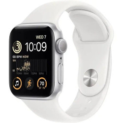 Apple Watch SE GPS 44mm (2022) Silver Aluminium Case with White Sport Band - Regular