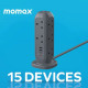 Momax ONEPLUG 11-Outlet Power Strip With USB (Grey)
